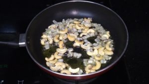 Moongdal kheer-fry cashews and coconut in ghee