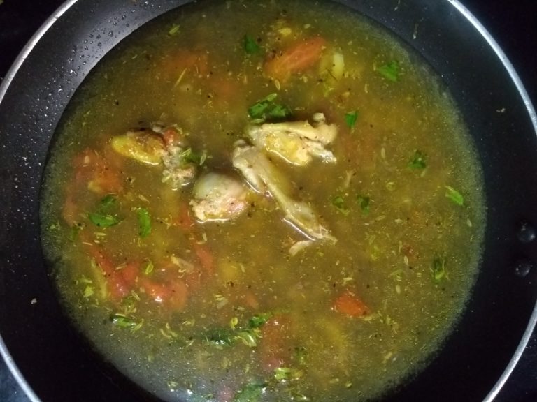 Country chicken soup-broth