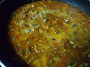 Mushroom masala - rice paste