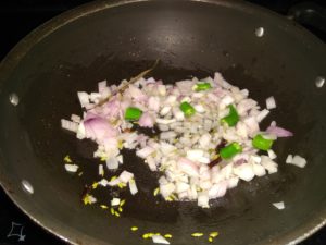 Cabbage pulao - onion,green chilli