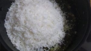 Mint rice - cooked rice