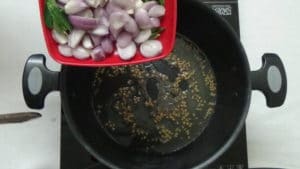 Vendhaya kuzhambu-small onion,curry leaves