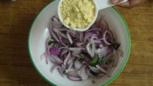 Onion pakora -besan in parts