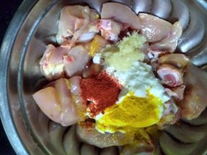 Hyderabad chicken biryani- marination