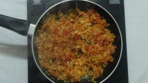 Cabbage egg masala -cooked