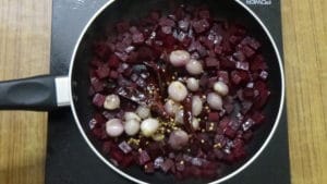 Beetroot Chutney - fried onion and chillies