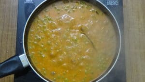 Mushroom green peas masala -cooked