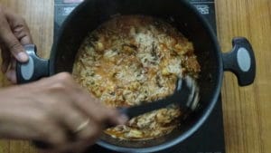 Prawn biryani -mix the rice