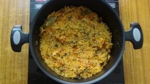 Prawn biryani -cooked