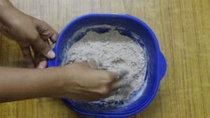 Ragi puttu -moisture with water