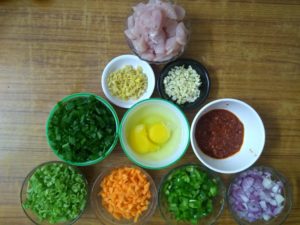 Schezwan chicken fried rice -ingredients