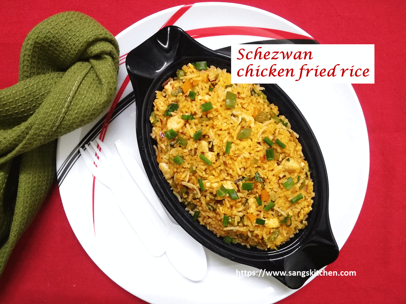 Schezwan chicken fried rice -feature