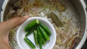 Mutton biryani -green chillies