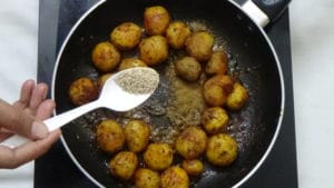 Baby potato fry -sesame seeds