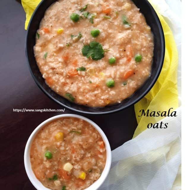 Masala oats | How to make Indian style spicy masala oats - sangskitchen